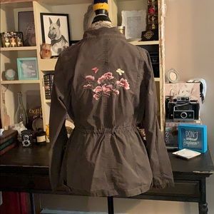 Army Green Floral Jacket